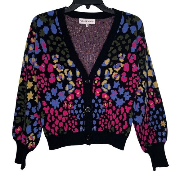Willow & Wind Womens Cardigan Size XS Animal Print Button Closure Colorful - Picture 1 of 6
